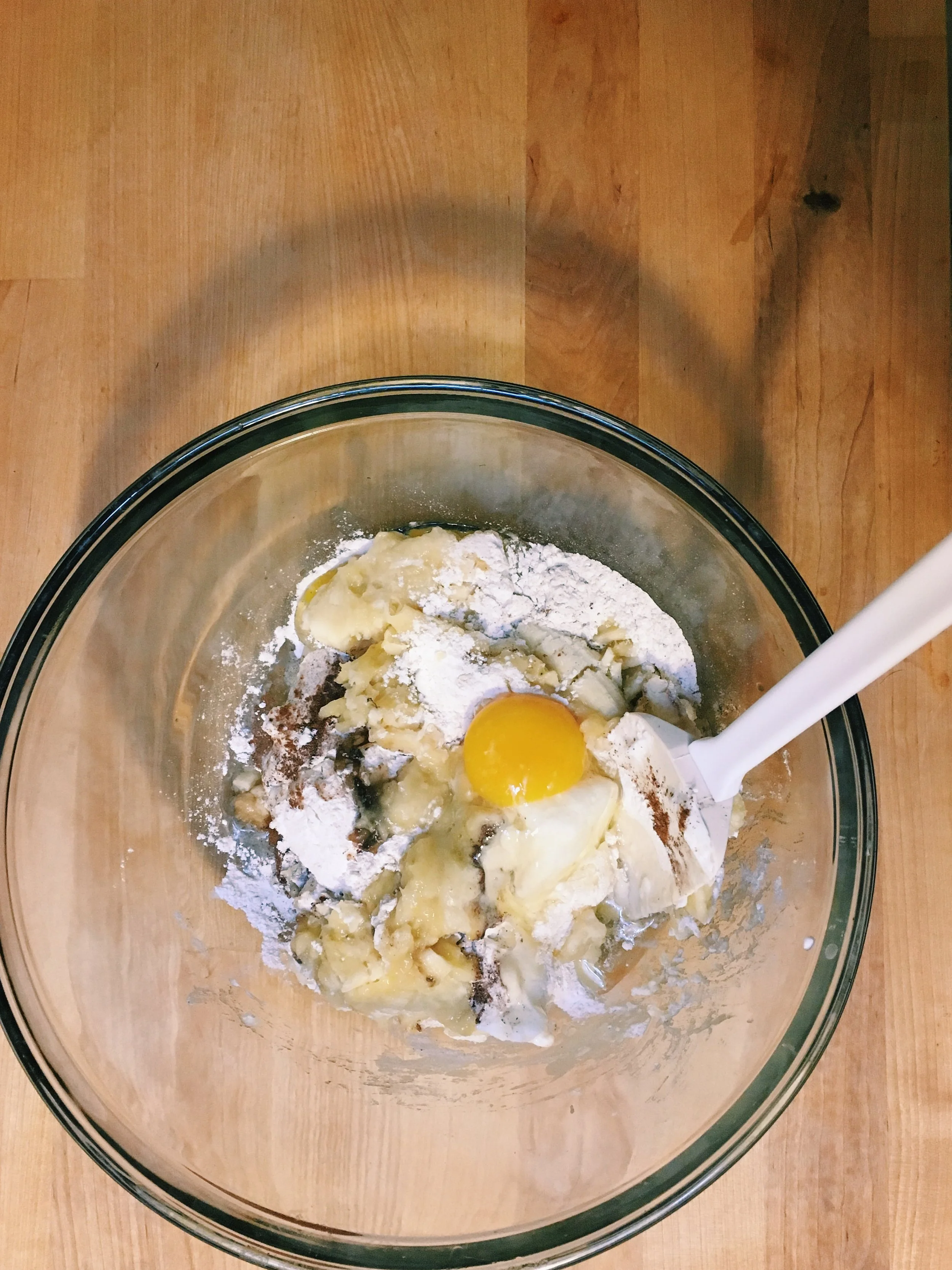 Mix everything together in a large bowl. add your cooled brown butter last. 
