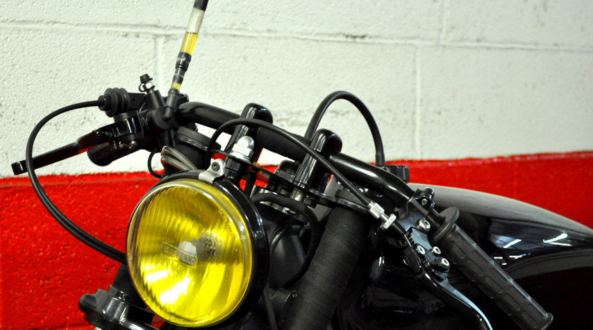 Genuine yellow headlight coming from a rally car of the 70's.