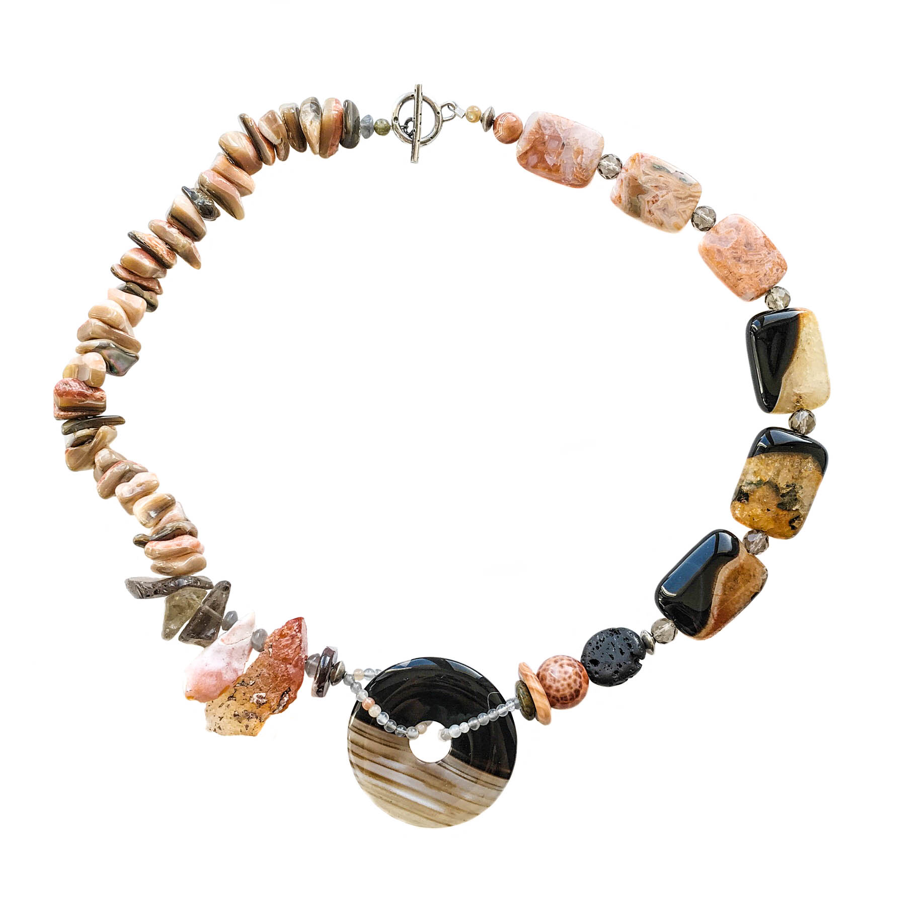 orange and black statement necklace