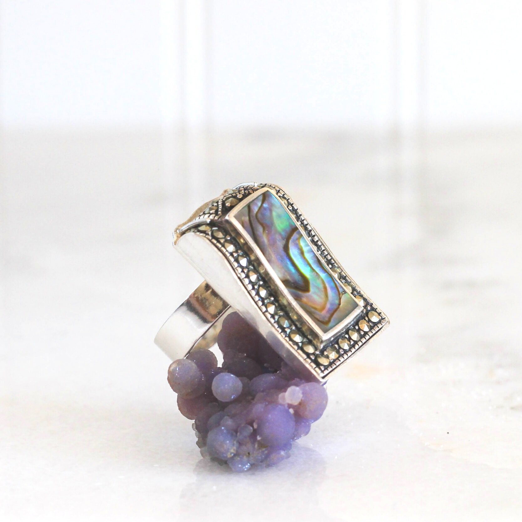 Abalone and Marcasite Ring