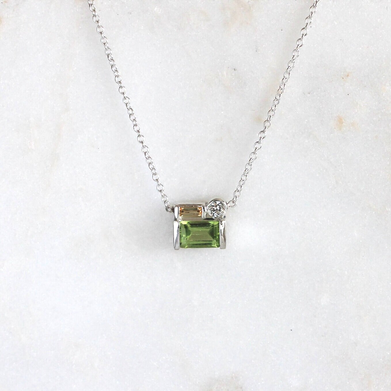 Peridot and Silver Cluster Pendant