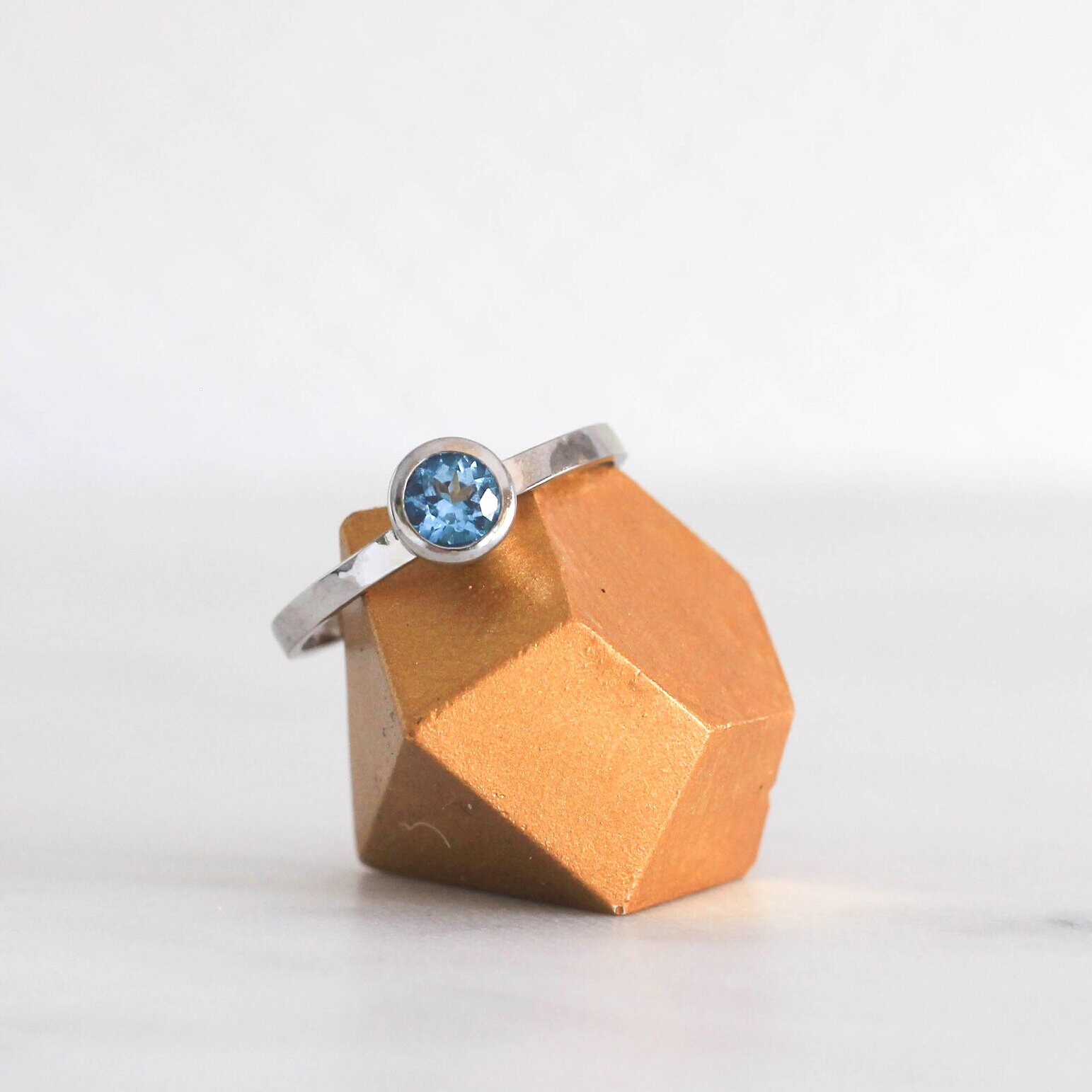 Blue Topaz and Hypoallergenic White Gold Ring