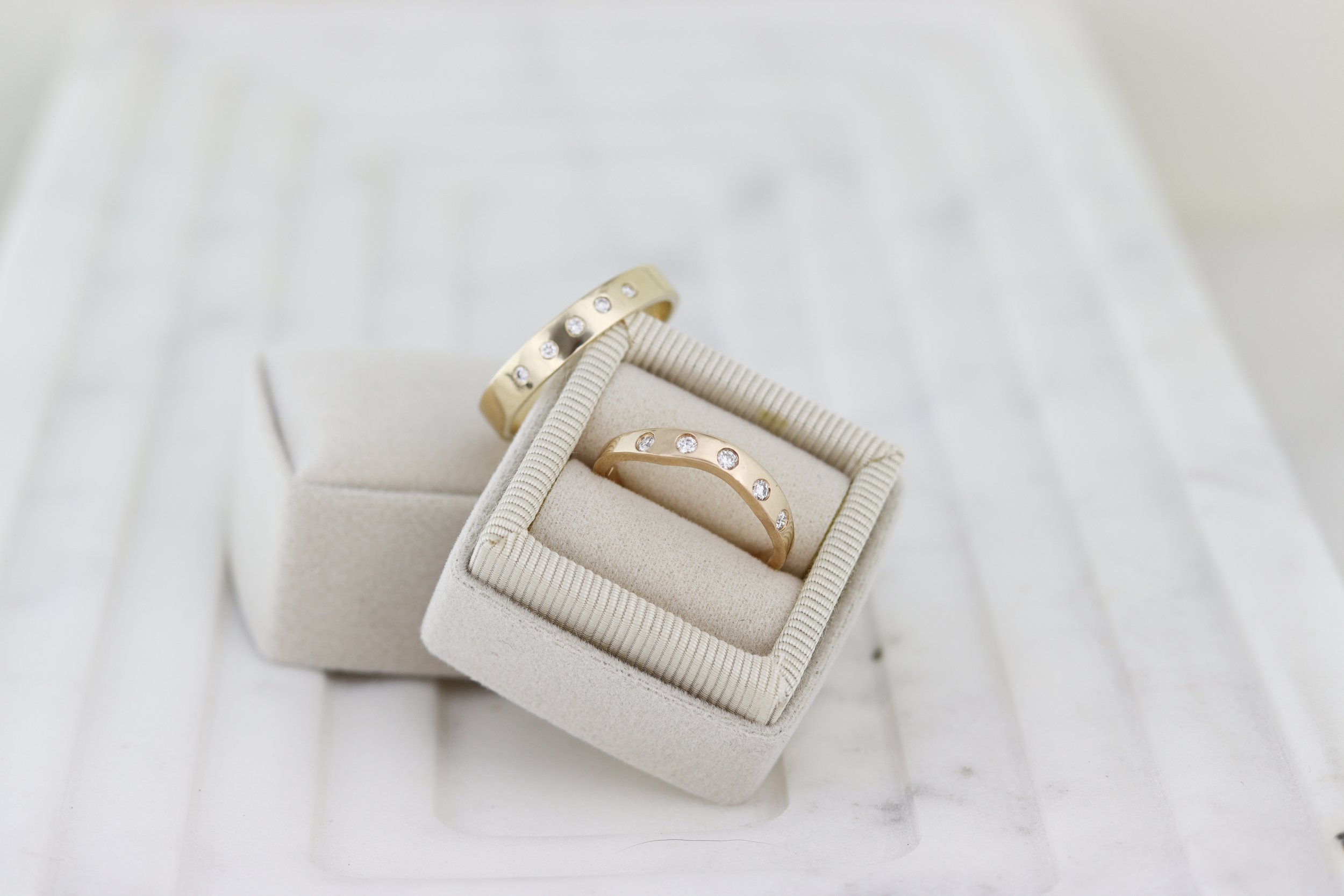 flush set diamond bands his and hers