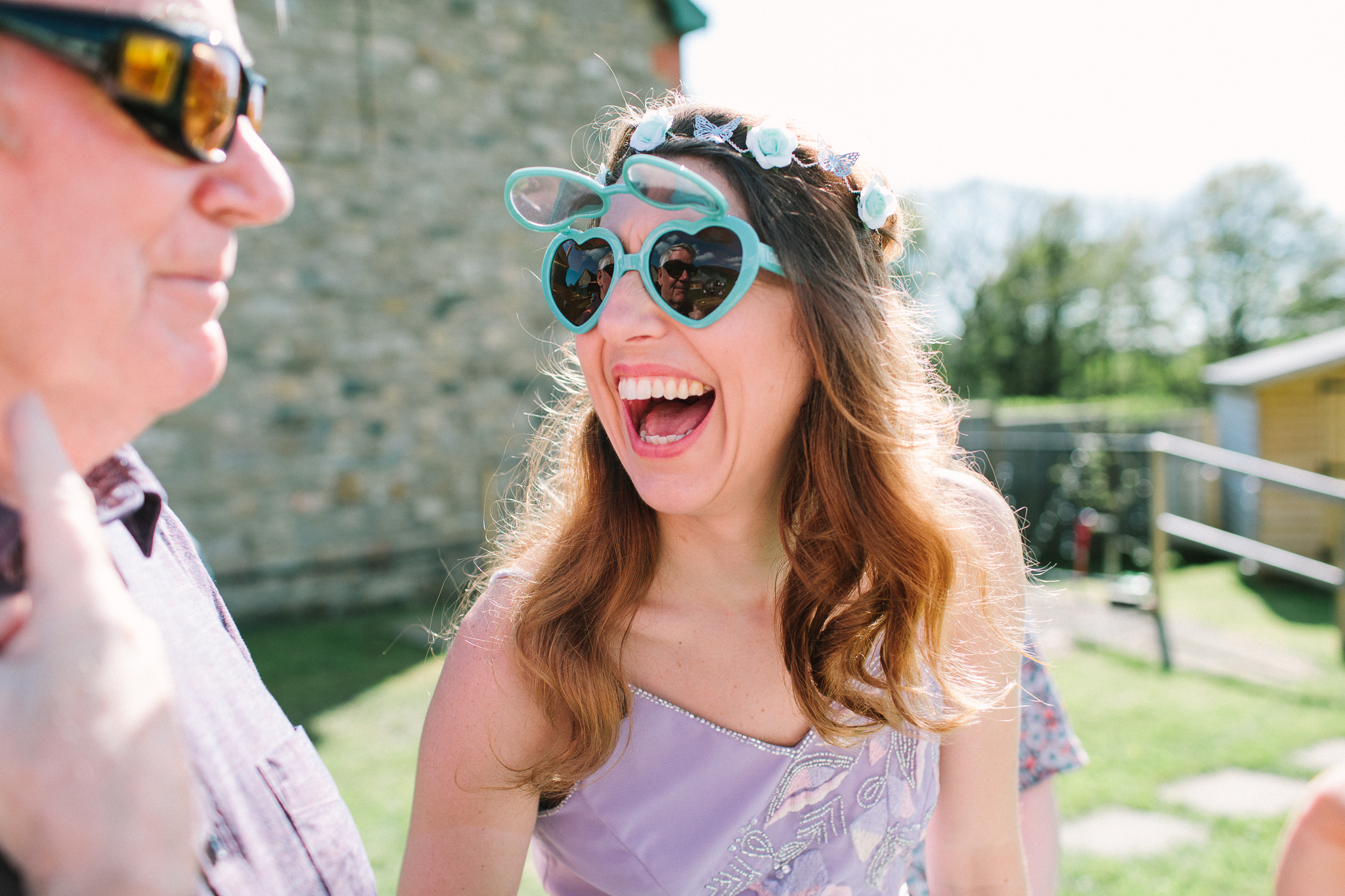 happy wedding guests