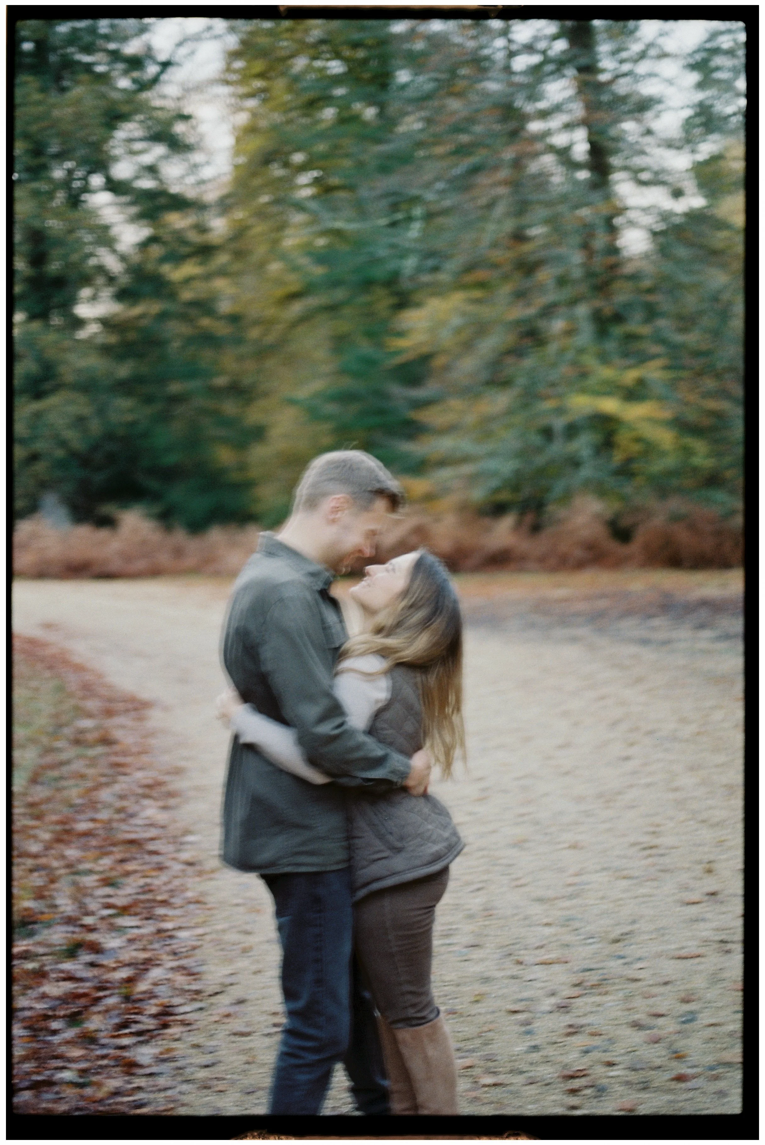 a film image of a couple on an engagament photo session