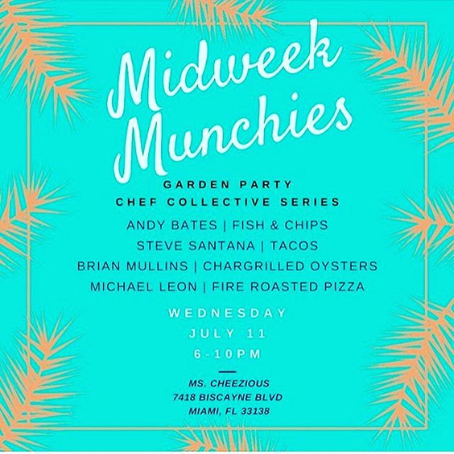 Hey #Miami come see us tomorrow for a garden soir&eacute;e @mscheezious (Mimo)
The big guns are out, @slicedicecode from @taquizatacos  @supergoodhash, Brian @mscheezious &amp; me @theavenuemiami . From 6-10 after the footy #itscominghome #YES #midwe