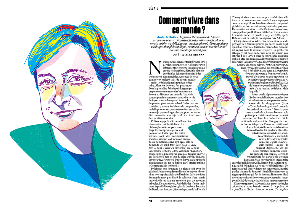 portrait of Judith Butler for L'OBS magazine