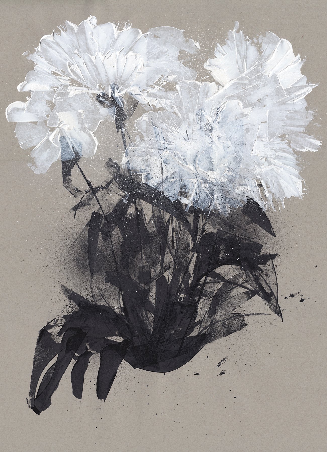  FLORAL NO. 2  Acrylic Paint   18” × 24” Toned Paper 