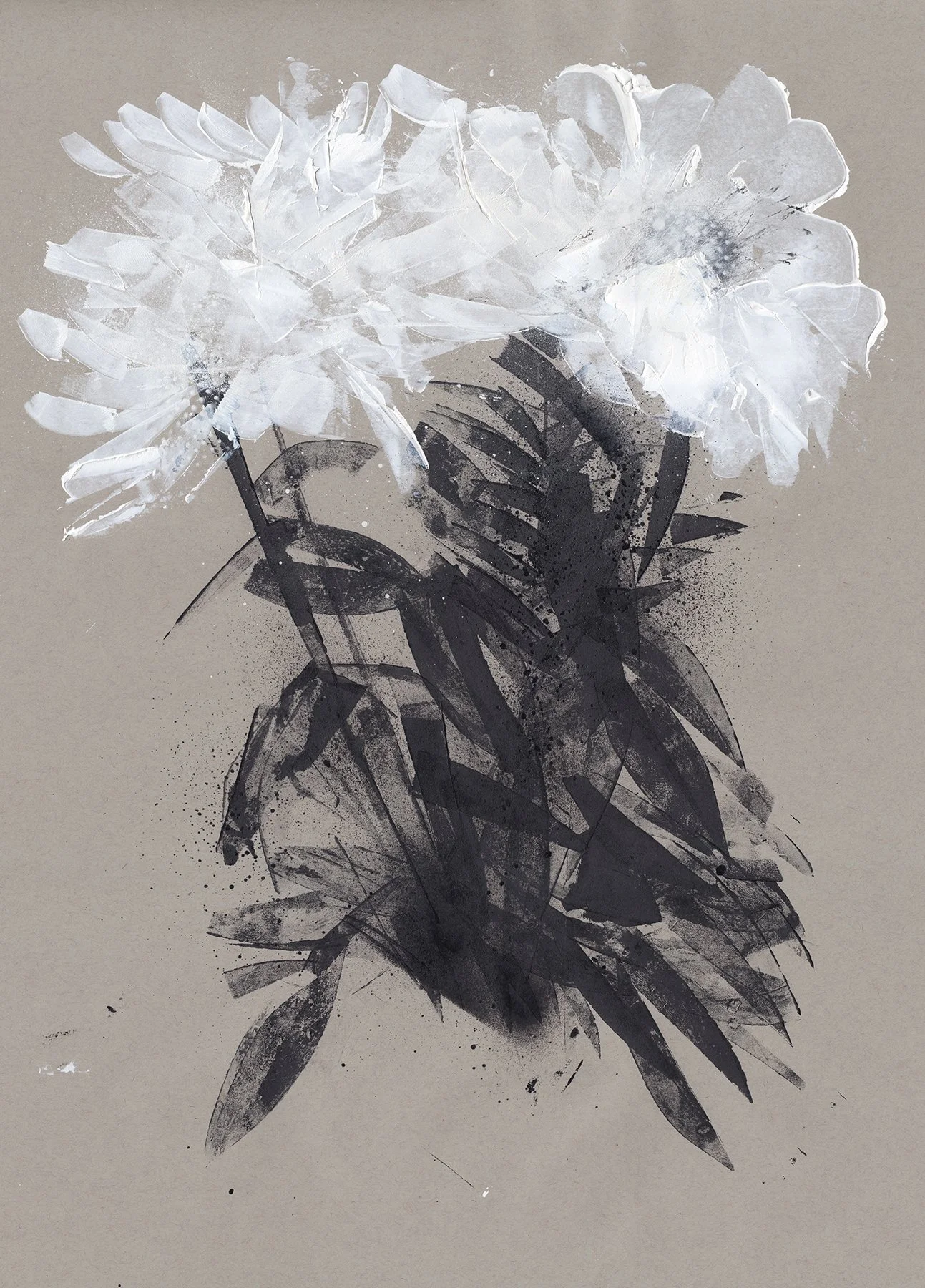  FLORAL NO. 3  Acrylic Paint   18” × 24” Toned Paper 