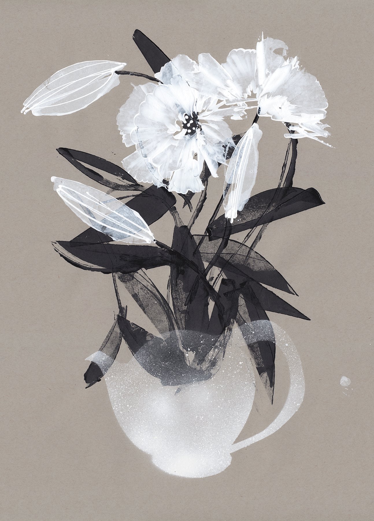  FLORAL NO. 5  Acrylic Paint   18” × 24” Toned Paper 