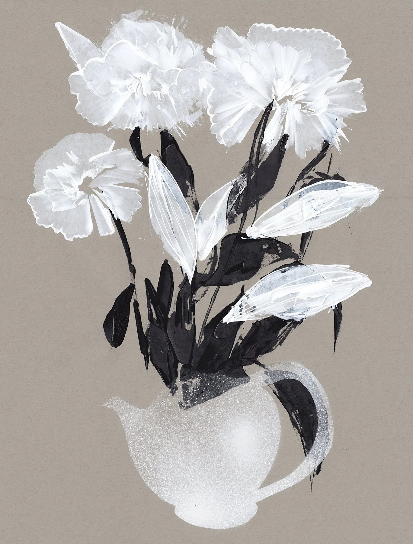  FLORAL NO. 7  Acrylic Paint   18” × 24” Toned Paper 