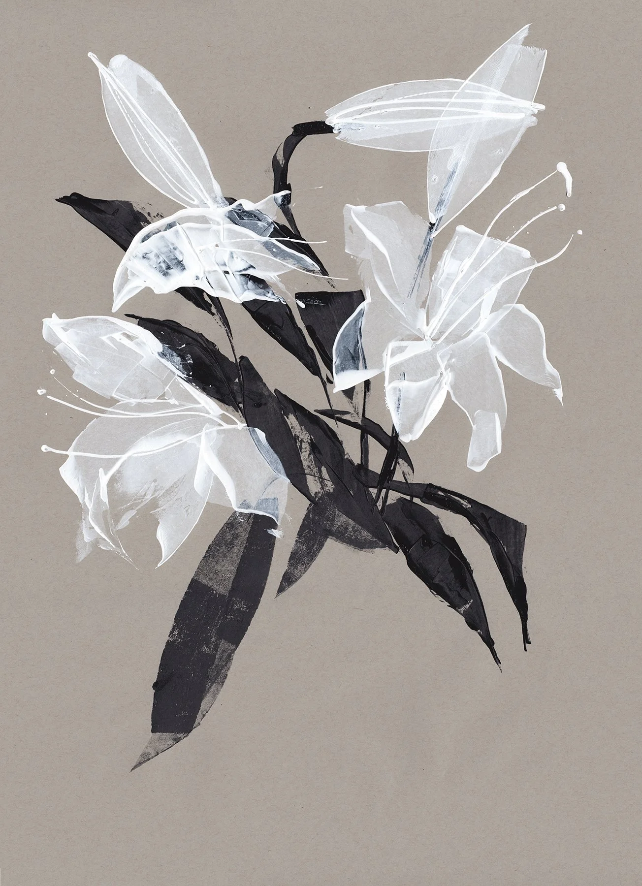  FLORAL NO. 9  Acrylic Paint   18” × 24” Toned Paper 
