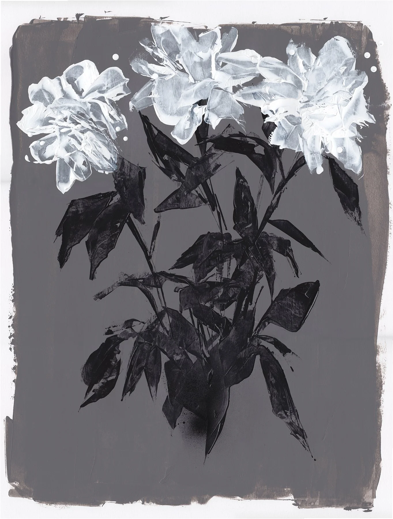  FLORAL NO. 14  Acrylic Paint   18” × 24” Toned Paper 