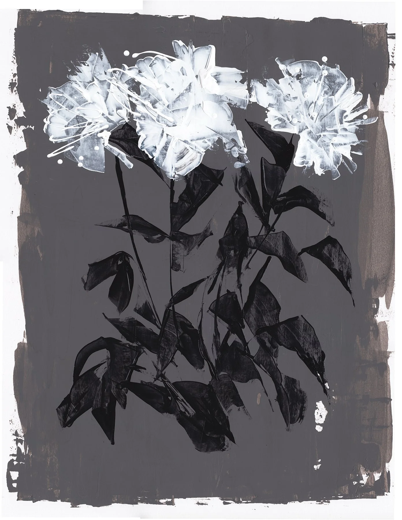  FLORAL NO. 13  Acrylic Paint   18” × 24” Toned Paper 