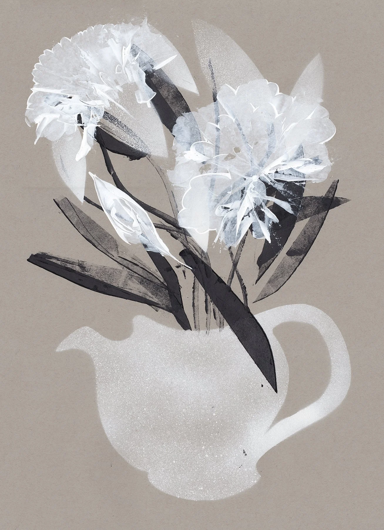  FLORAL NO. 6  Acrylic Paint   18” × 24” Toned Paper 
