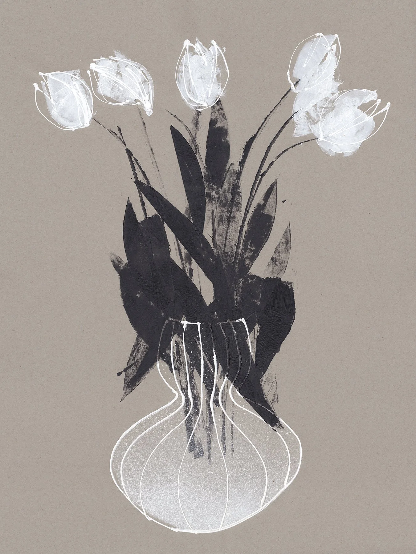  TULIPS NO. 1  Acrylic Paint   18” × 24” Toned Paper 