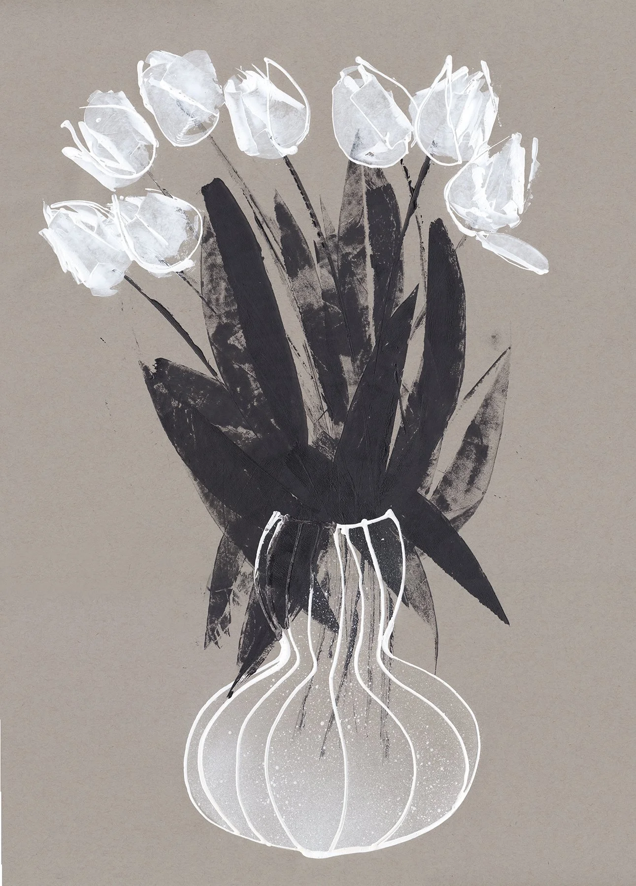  TULIPS NO. 2  Acrylic Paint   18” × 24” Toned Paper 