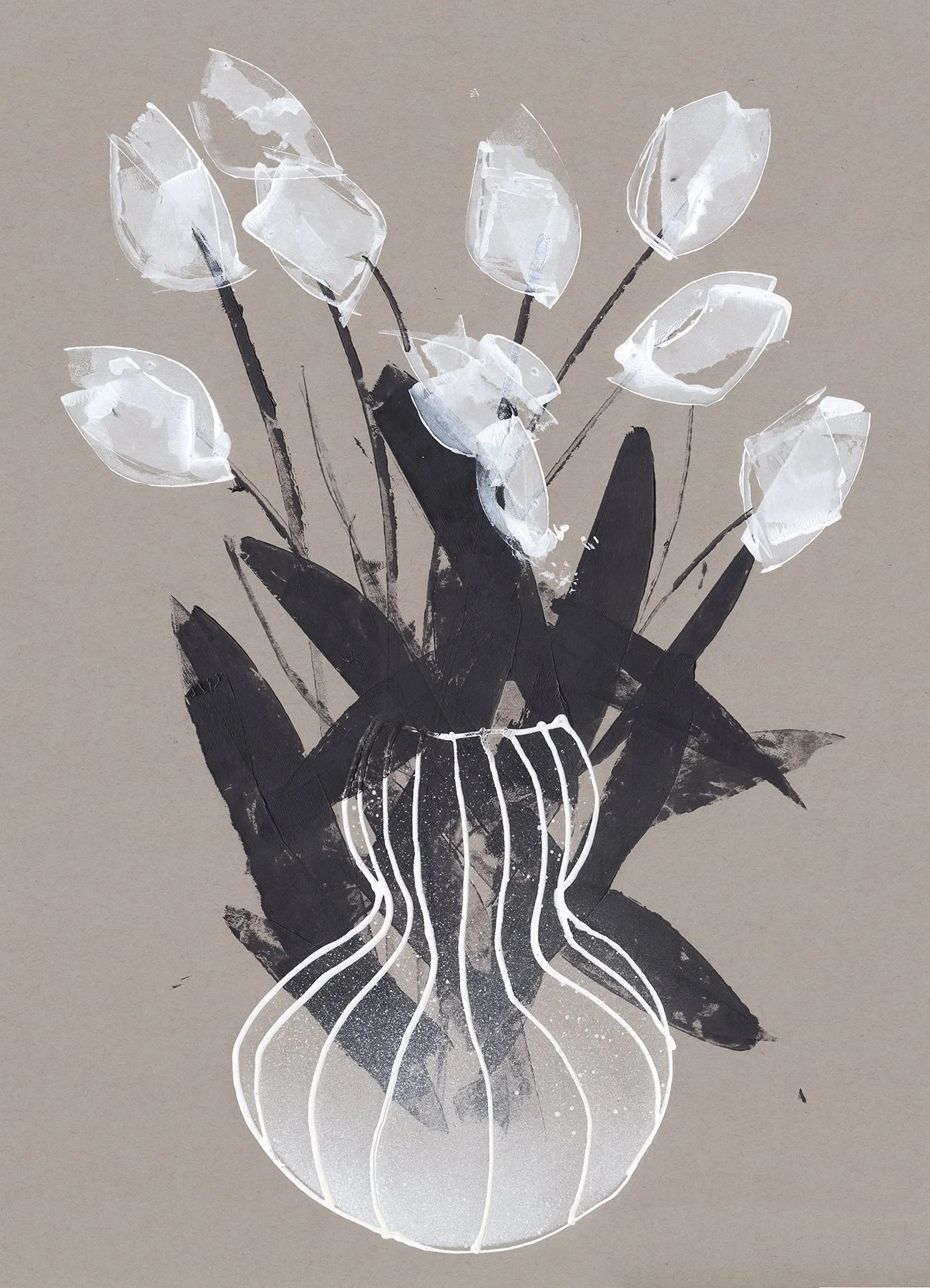  TULIPS NO. 3  Acrylic Paint   18” × 24” Toned Paper 