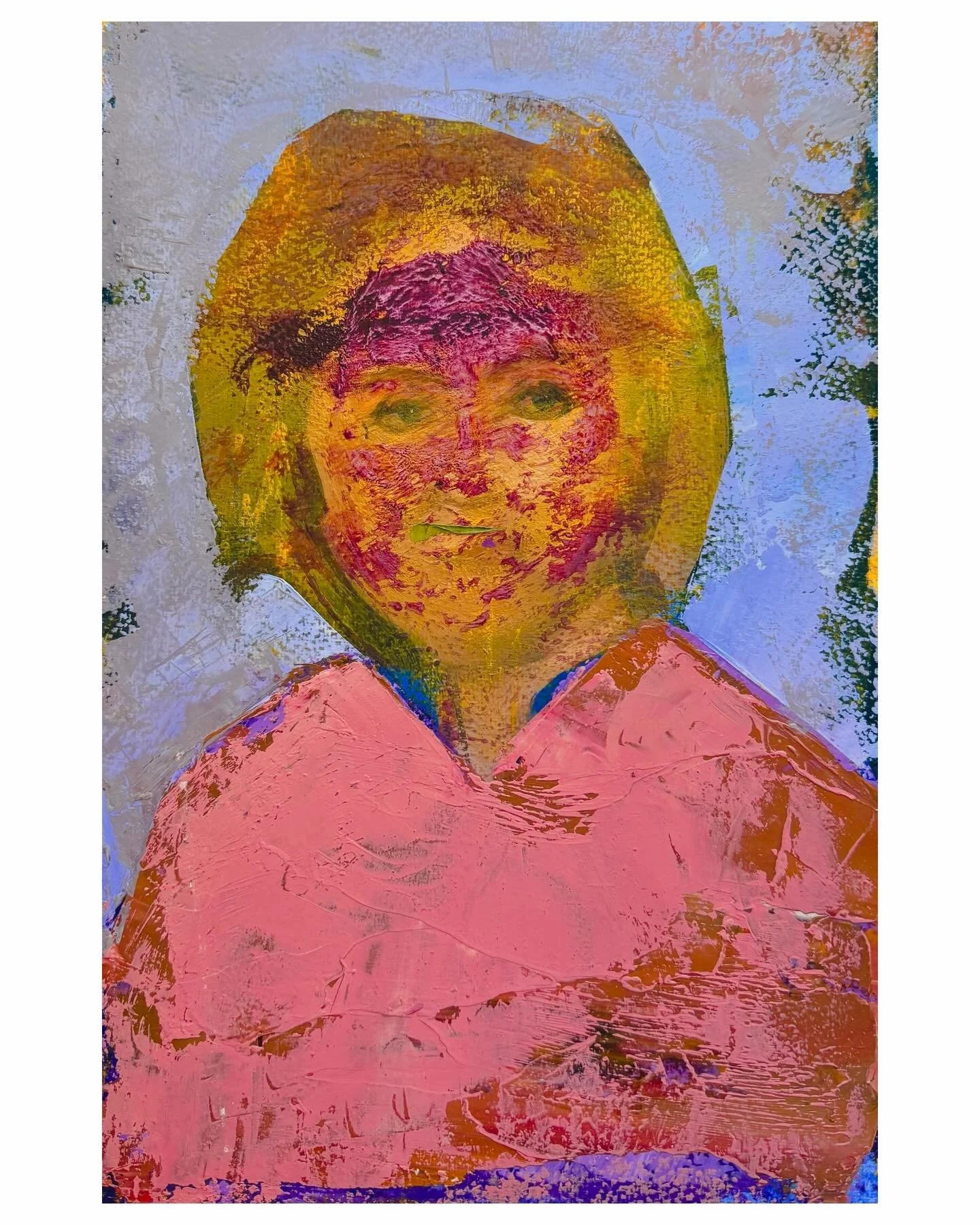 One from the archive I stumbled upon yesterday in a pile of old drawings; what began as a small gouache sketch of Hillary Clinton in the weeks leading up to the 2016 election became something else. 

Starting out as a conventional study of &ldquo;our