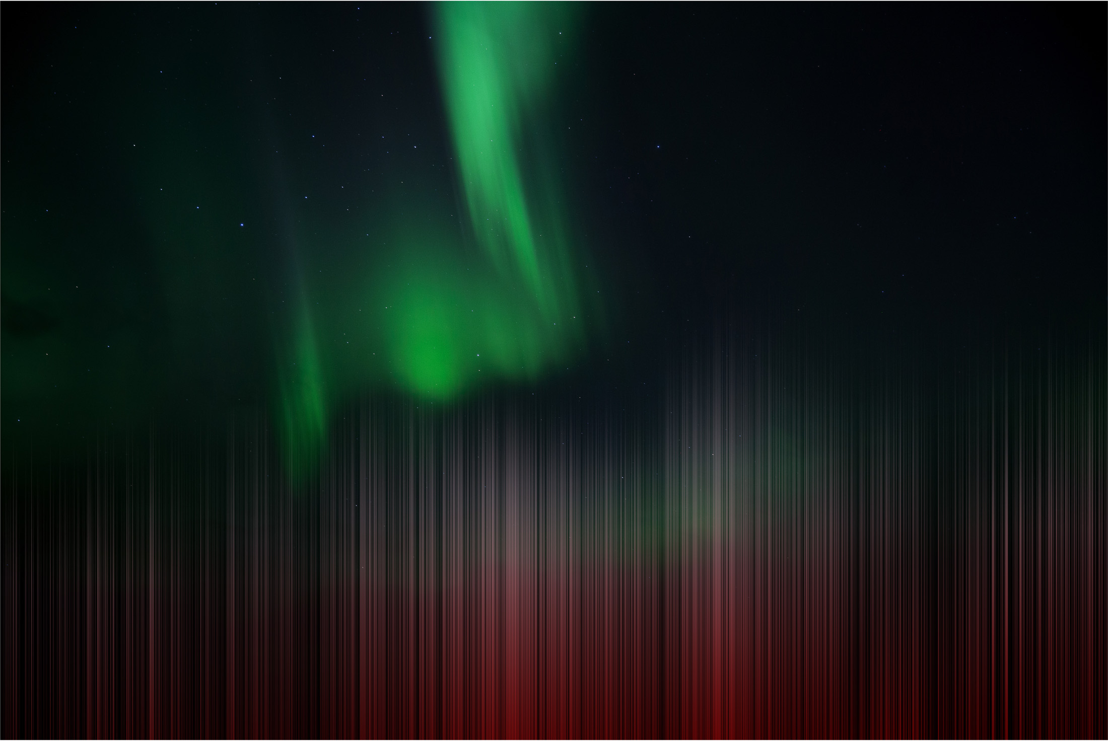 aurora borealis, trucks on highway