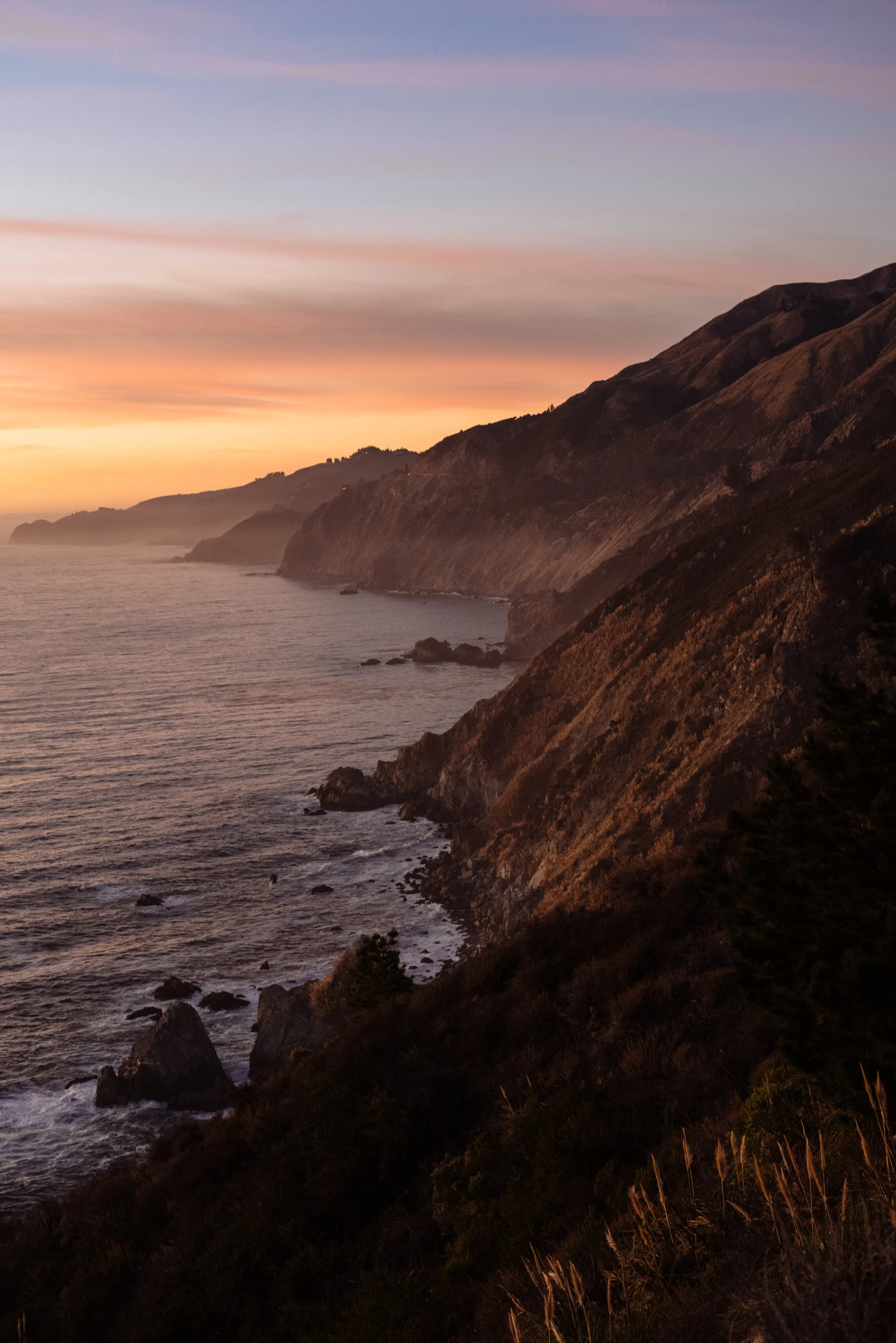 Sunset driving back to Big Sur Campground