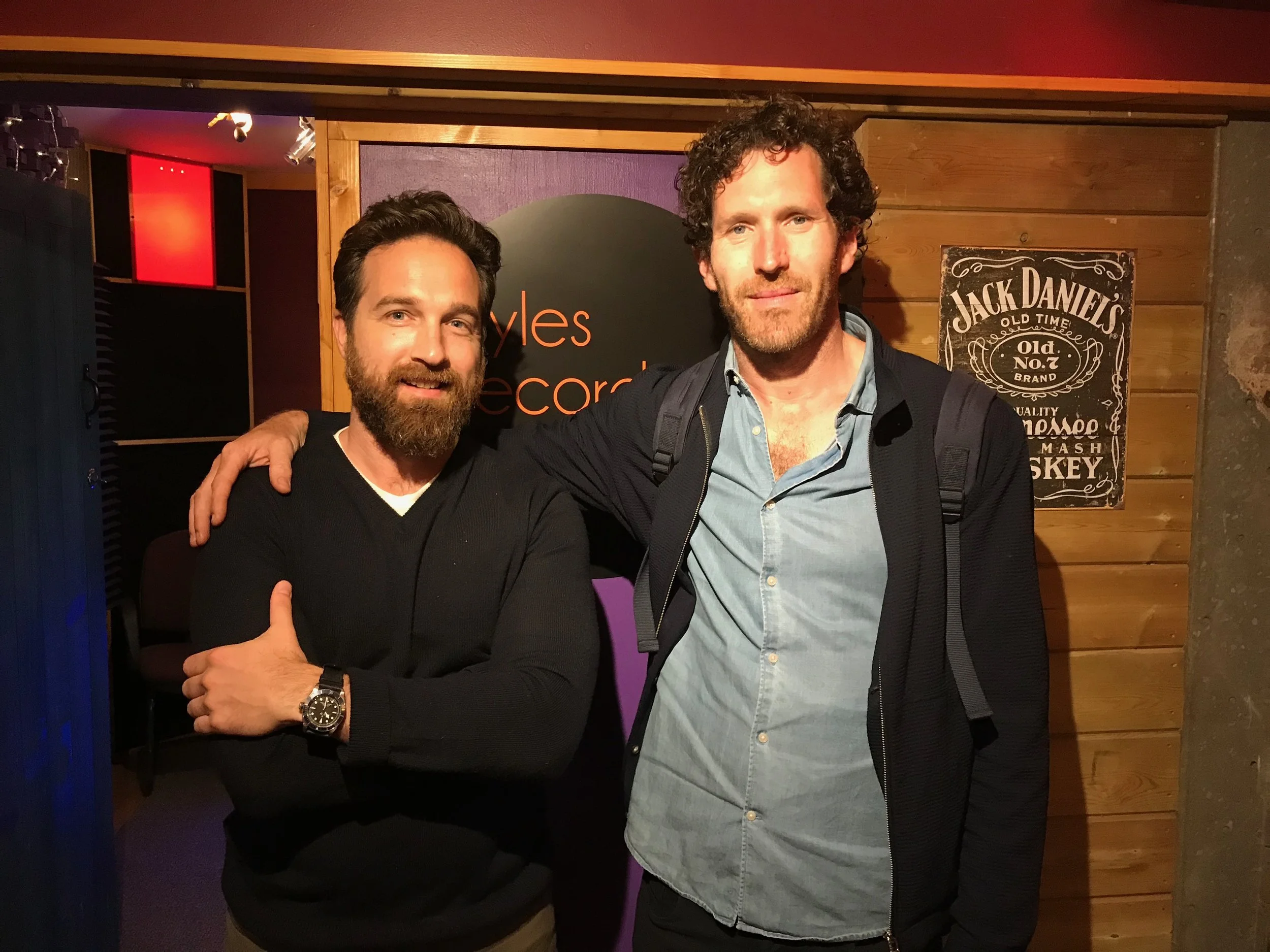 LA Film producer Kyle Roper and creative photographer Brendan Barry after a film documenty narration studio session..