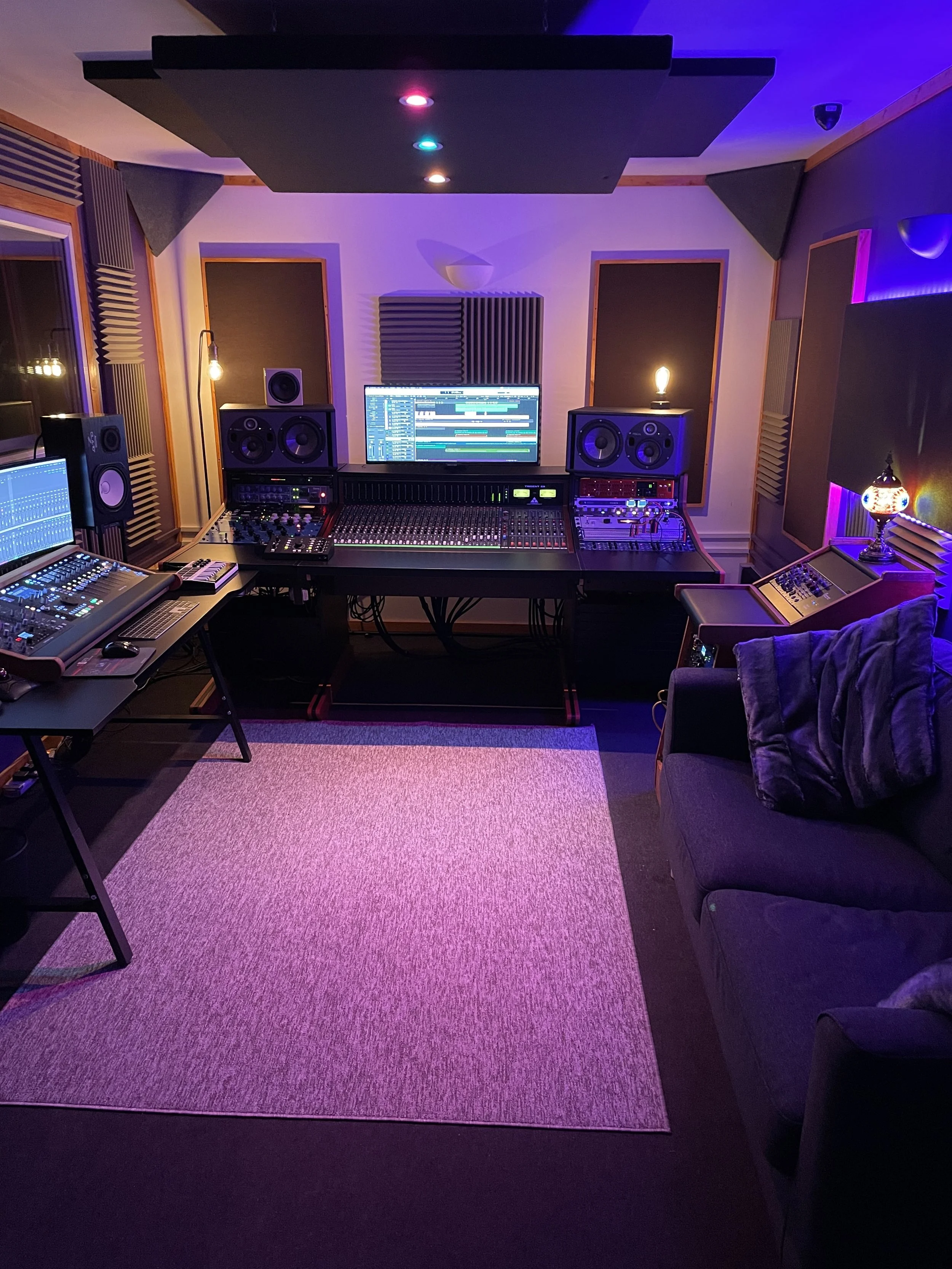 Control room at Styles Recording Studio in Exeter, with Trident 68 console, studio monitors and outboard equipment