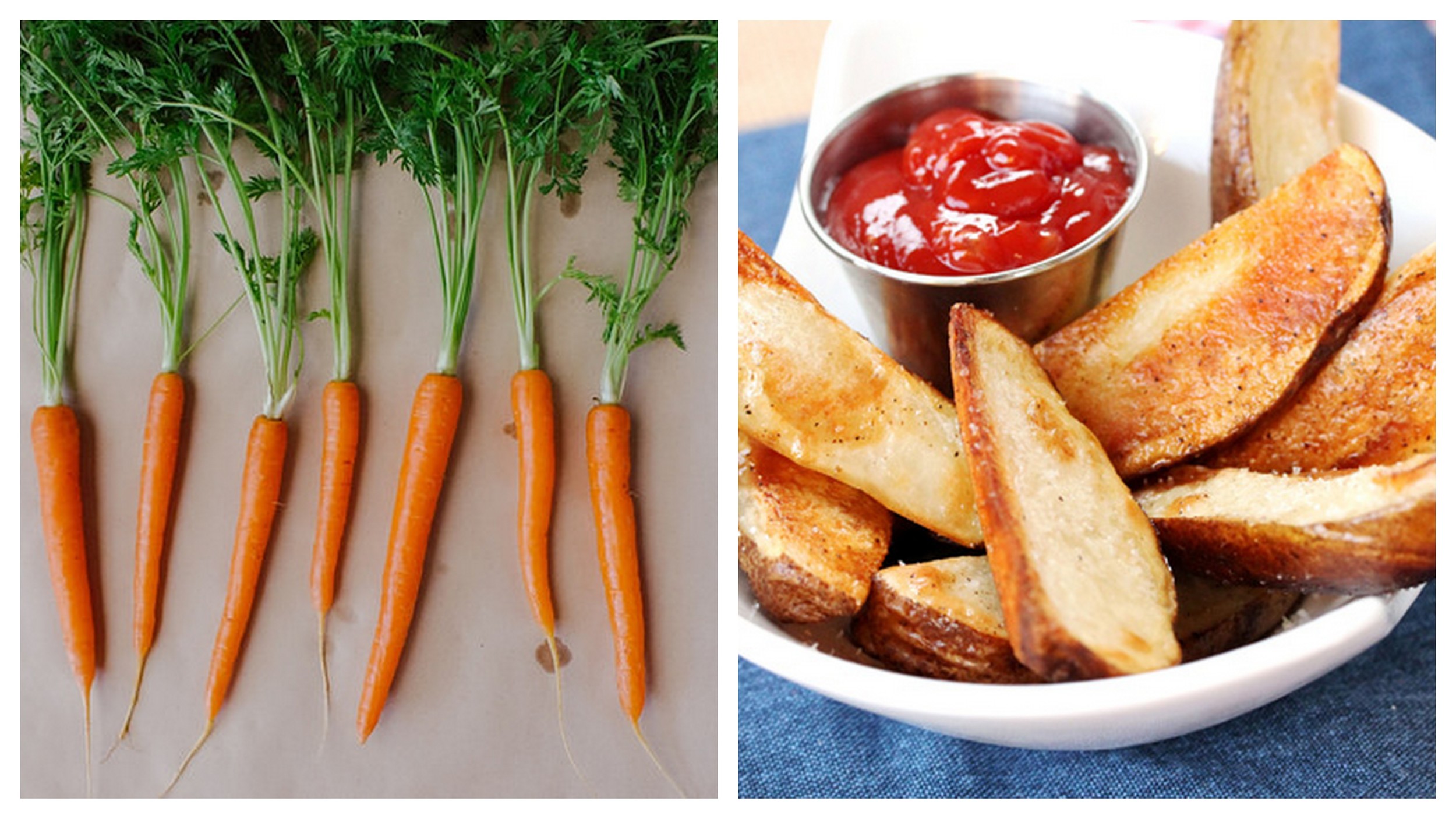 Carrots and steak fries .