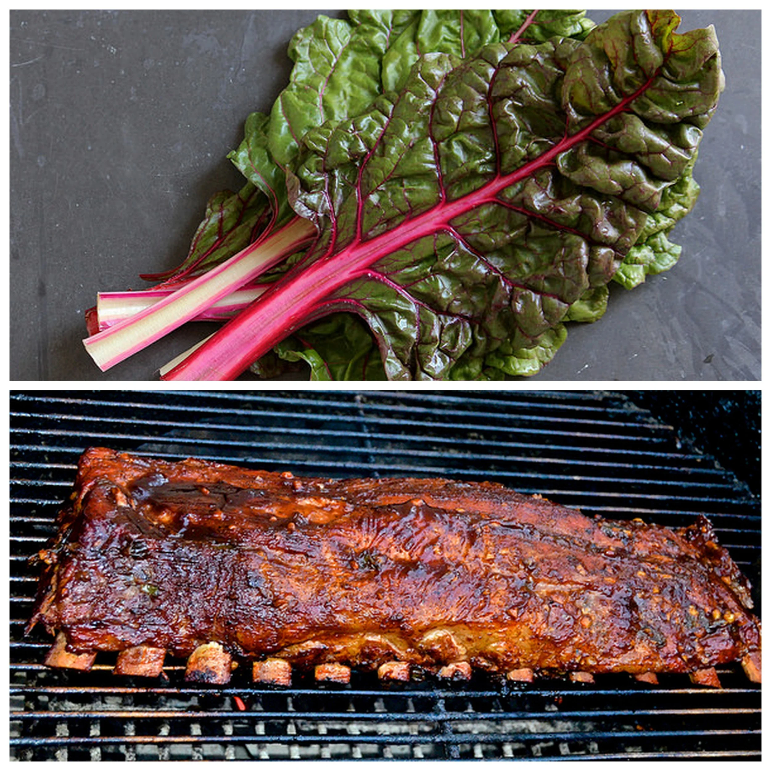 Swiss chard and ribs .