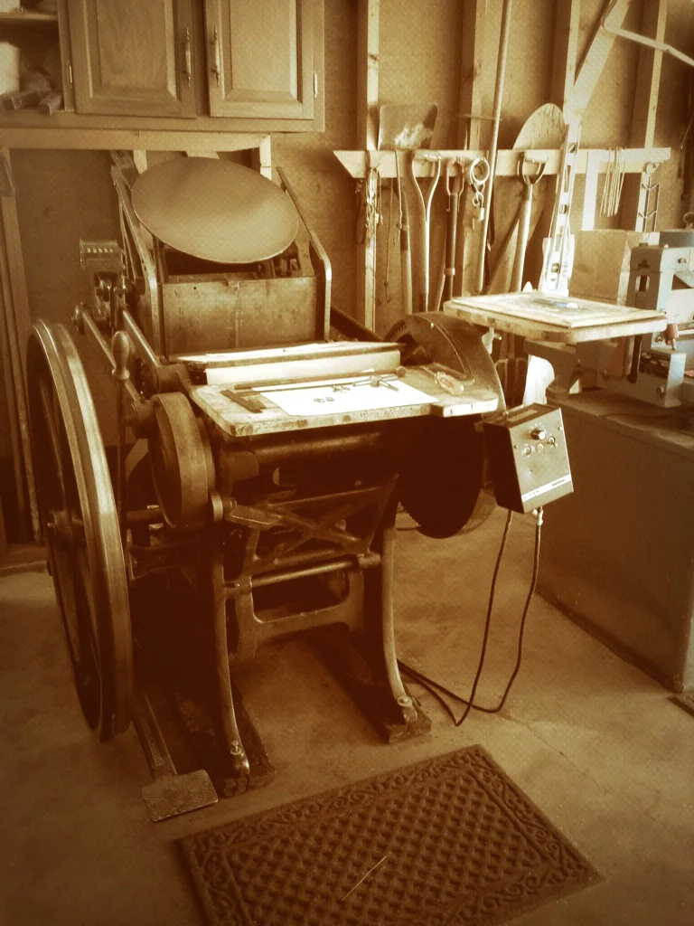 Our Chandler and Price 10 x 15 press