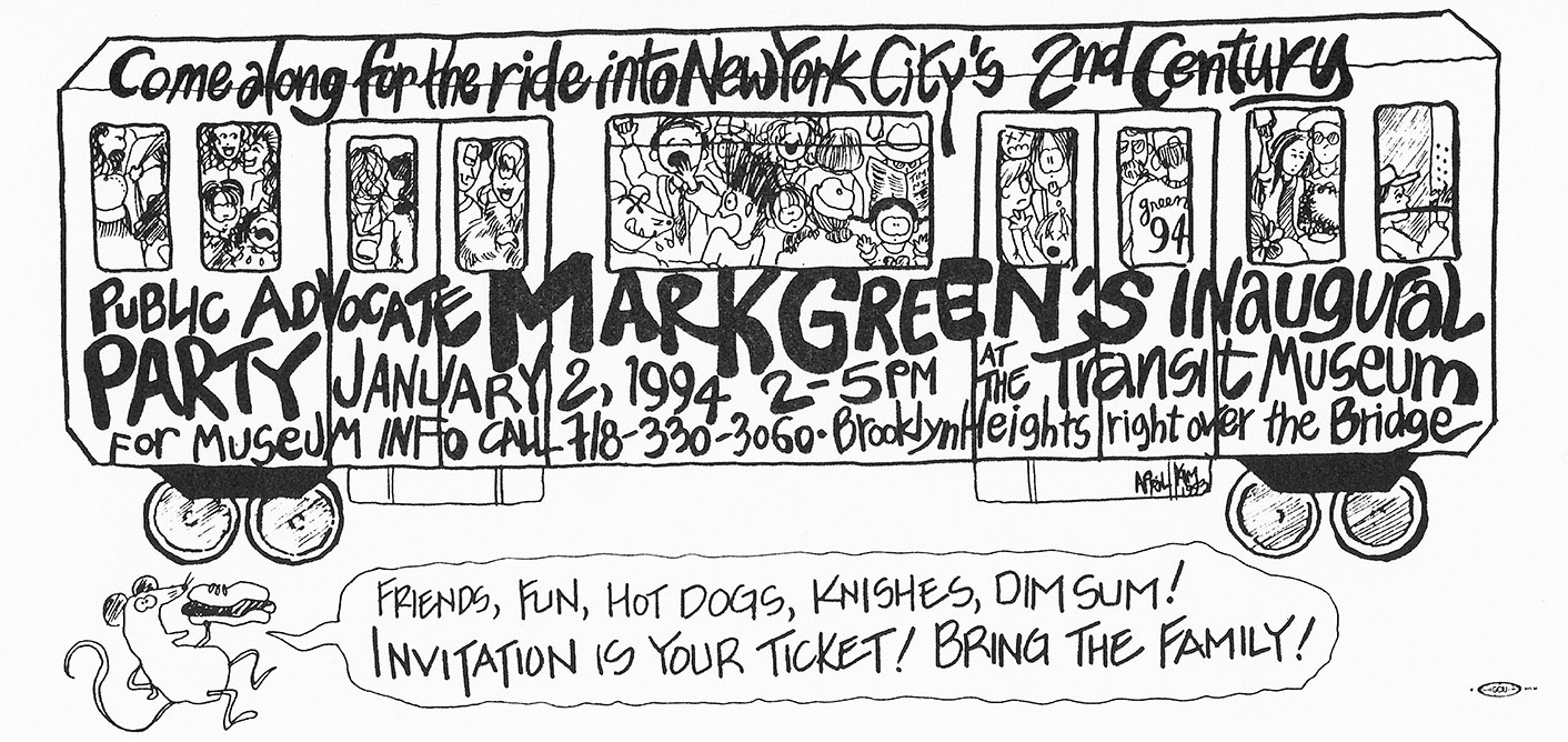 Invitation for former NYC Public Advocate Mark Green's inaugural party