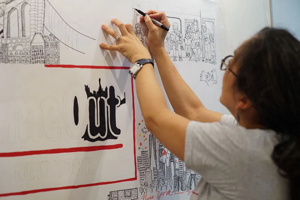 Working on a section of the cover for Time Out New York at their NYC HQ.