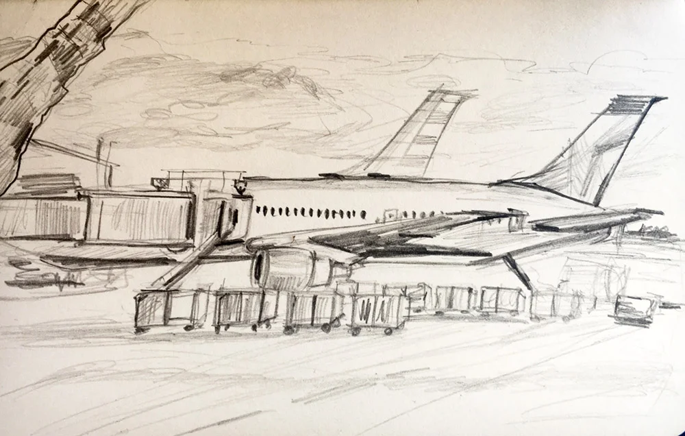 At the airport: during a flight delay