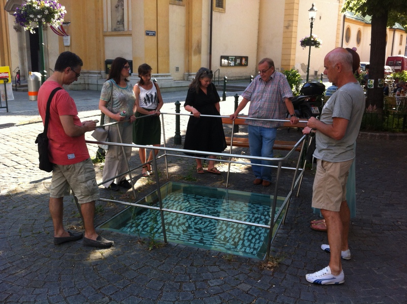 Vienna Greeters volunteers at the Jewish memorial in the Serviten District