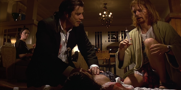 Bronagh Gallagher, John Travolta, Uma Thurman and Eric Stoltz in Quentin Tarantino's Pulp Fiction