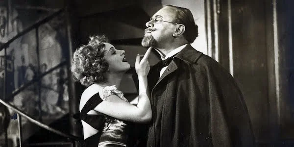 Malene Dietrich and Emil Jannings in Josef von Sternberg's The Blue Angel