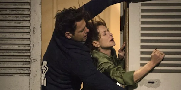 Laurent Lafitte and Isabelle Huppert in Paul Verhoeven's Elle