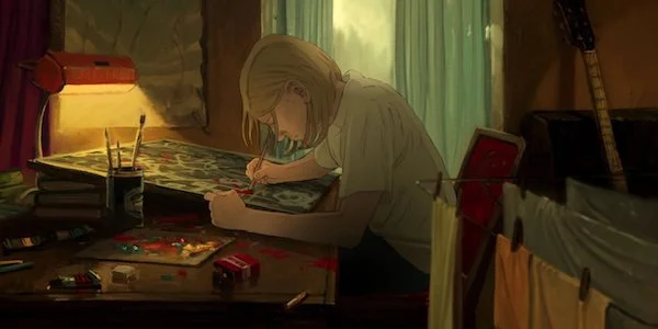 An animated Kurt Cobain in Brett Morgan's Montage of Heck