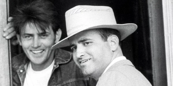 Terrence Malick (right) and Martin Sheen on the set of Badlands