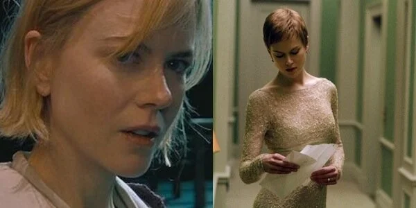Nicole Kidman in Lars von Trier's Dogville (left) and Jonathan Glazer’s Birth (right)