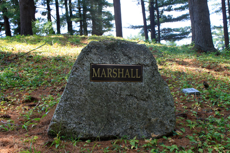 Bronze Family Name Plaque on a boulder monument