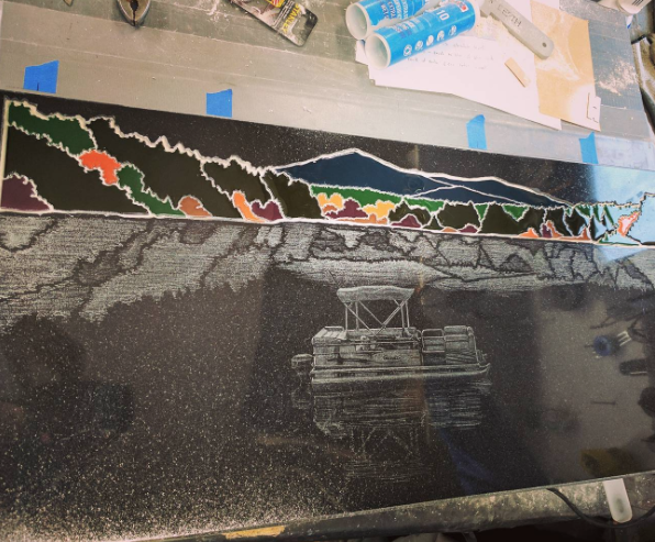 Grout is in securing the glass art
