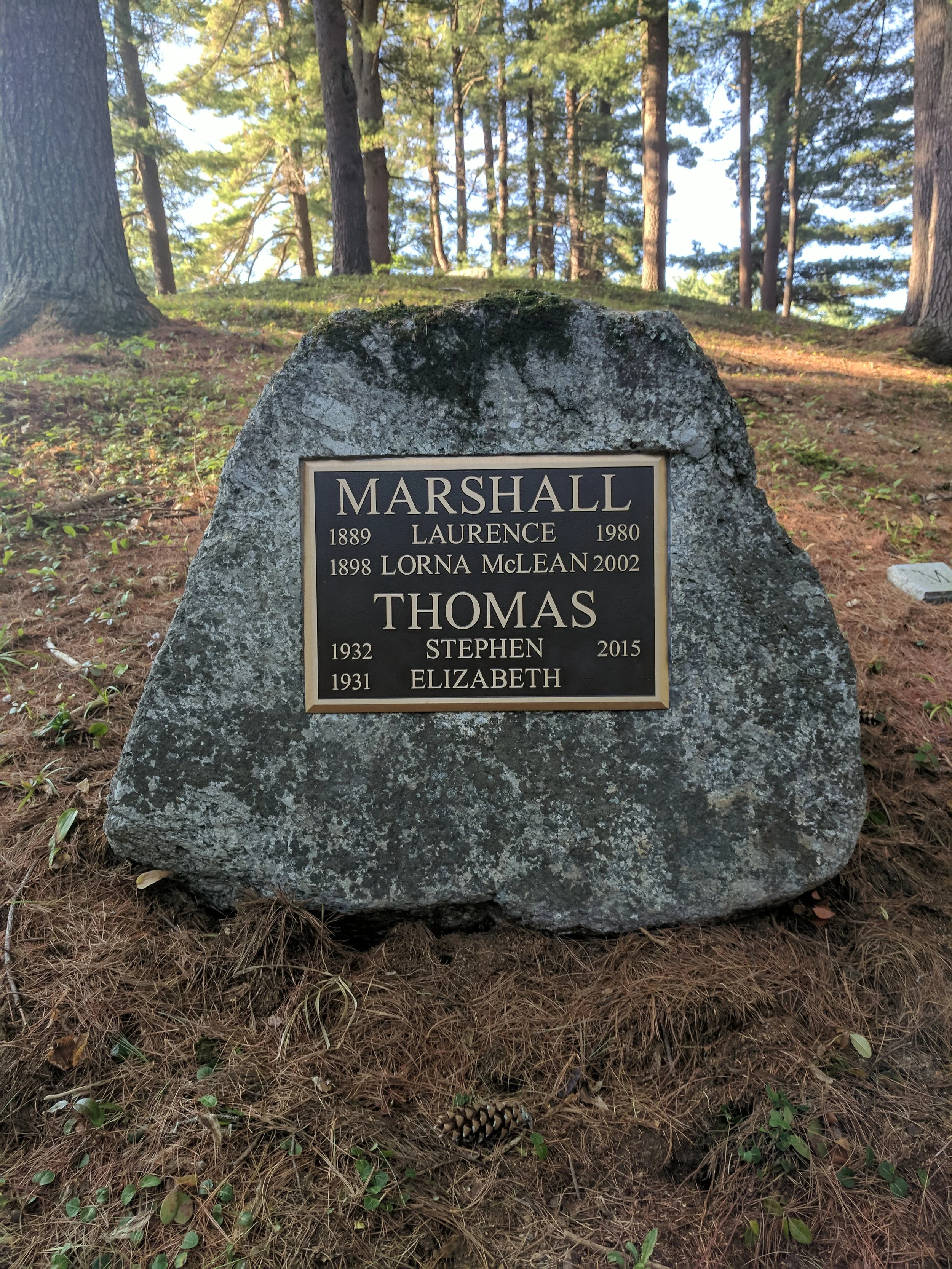 The Marshall boulder was just recently updated with a new bronze plaque that includes more family names and dates.