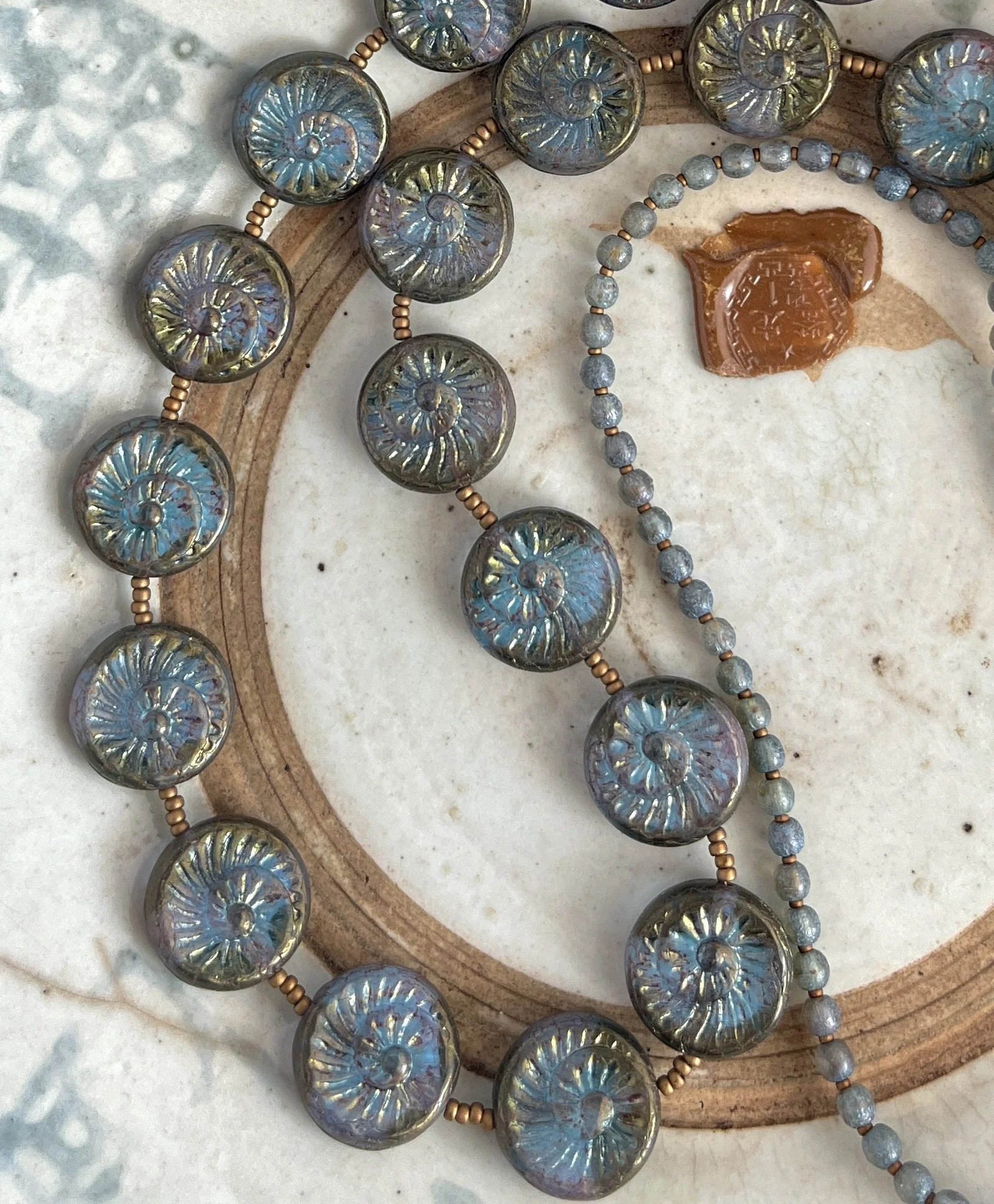 Czech glass long boho necklace by CURRICLUM