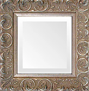 antique silver swirl small ornate mirror quality made in usa