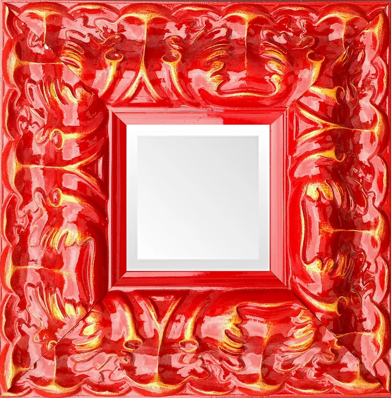 Shiny Red Lacquer Contemporary Ornate Mirror.jpg