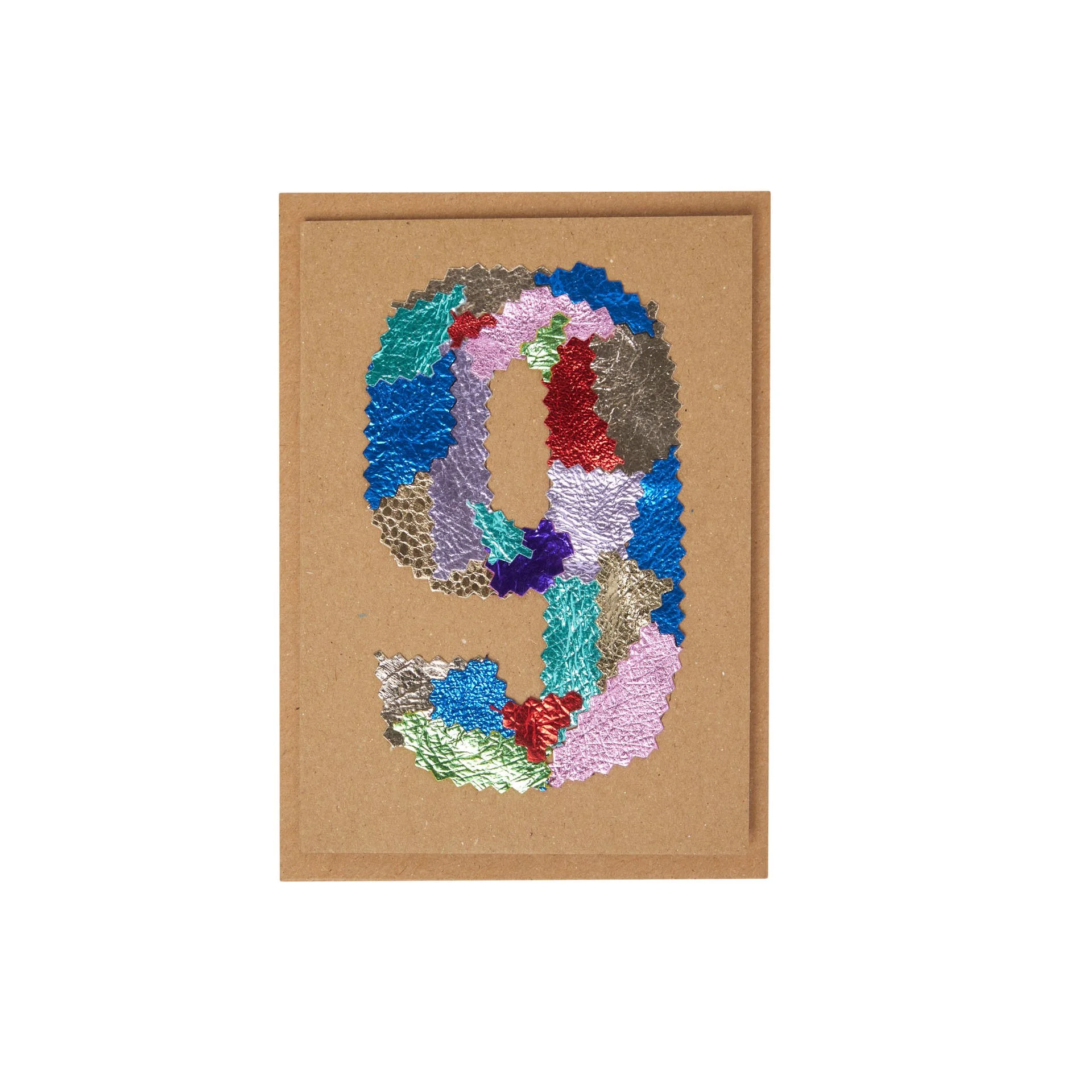 Manley greeting card number 9 made from leather off cut's