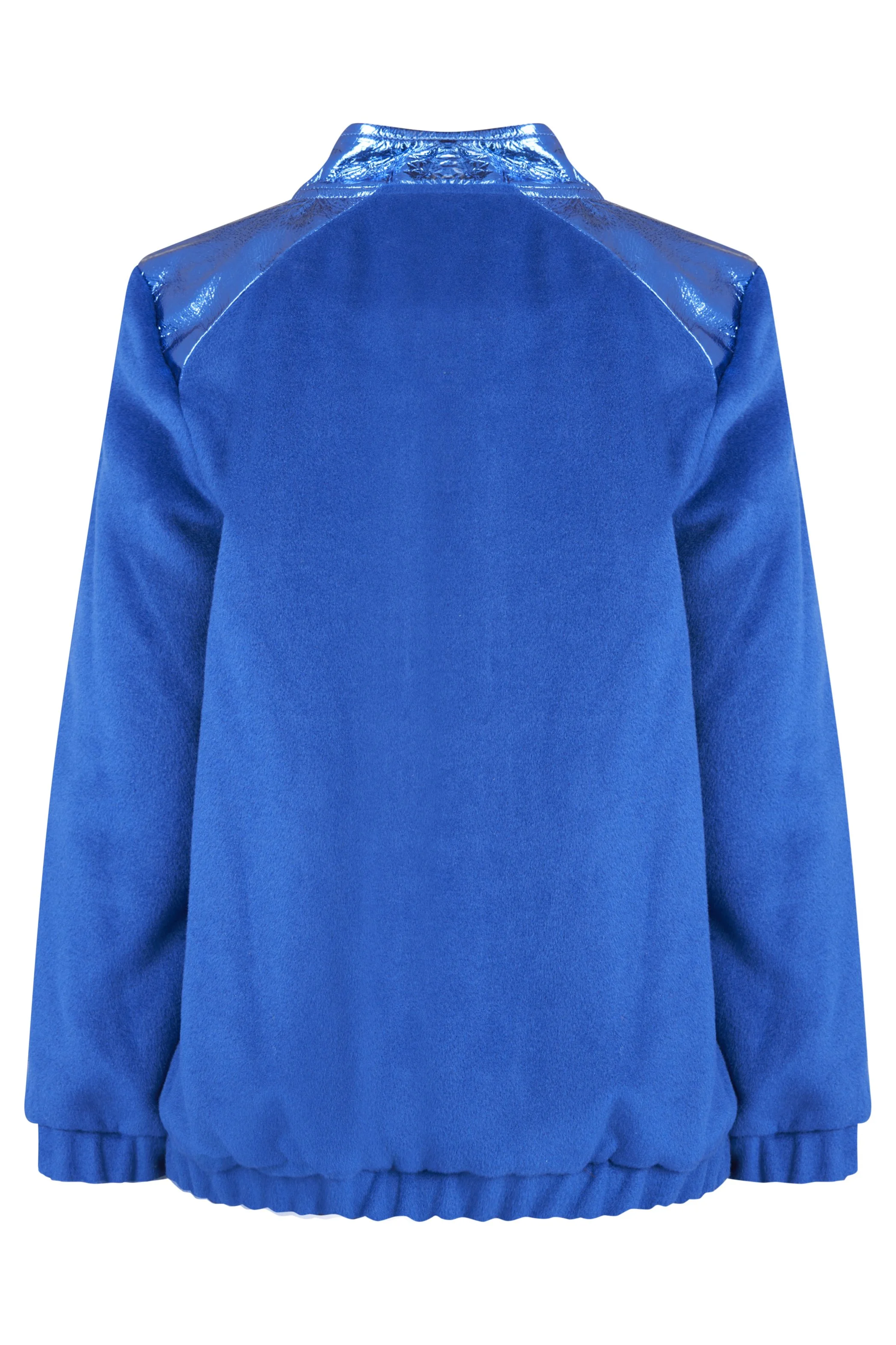 Manley Zoey cashmere wool and leather bomber cobalt