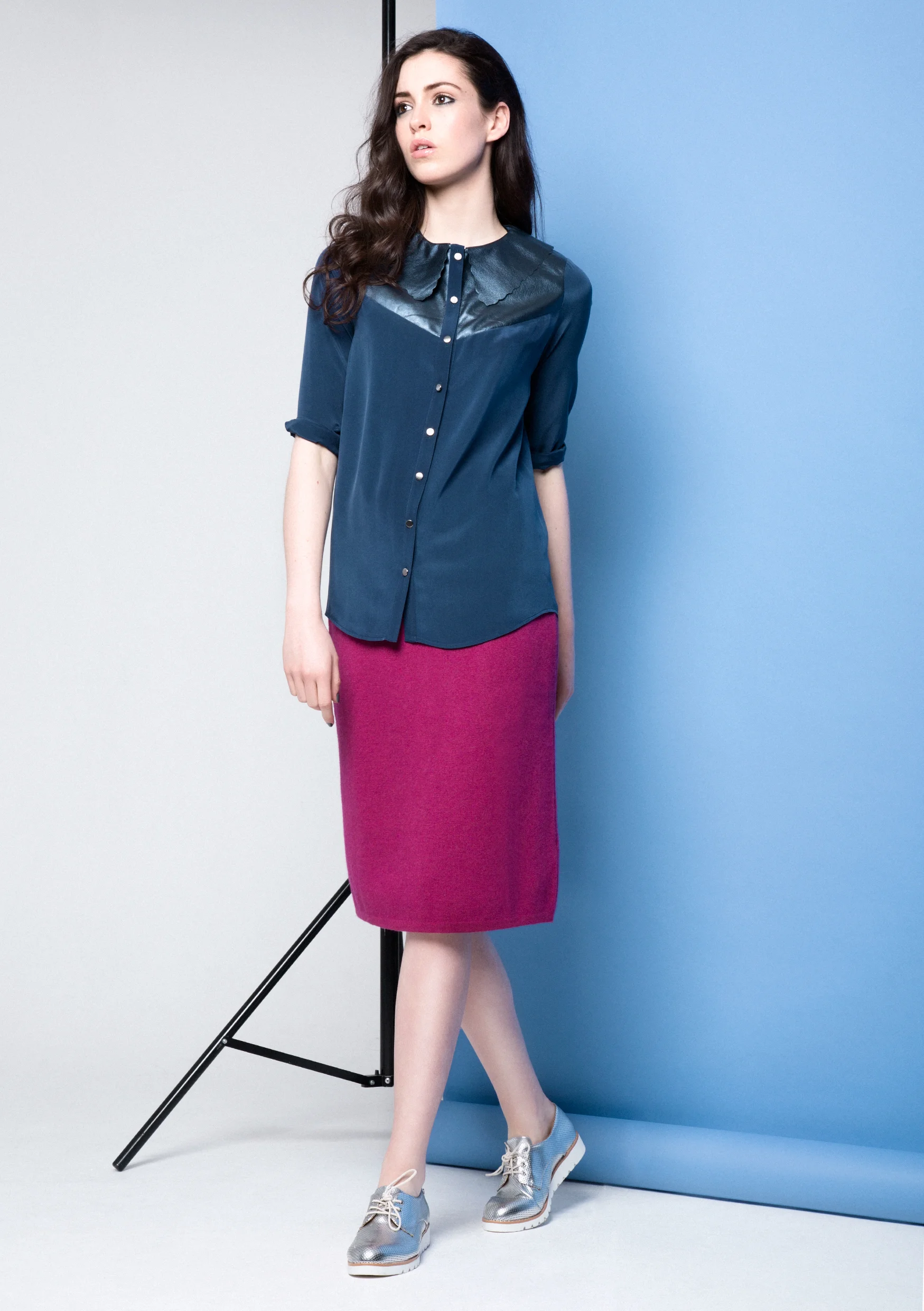 Maya Metallic Shirt /// Navy