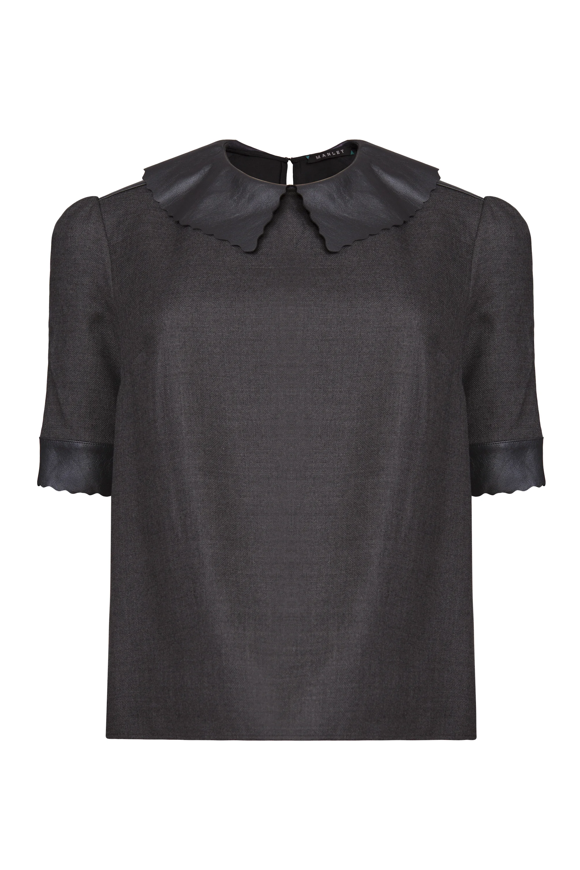 Alisha metallic leather collar top